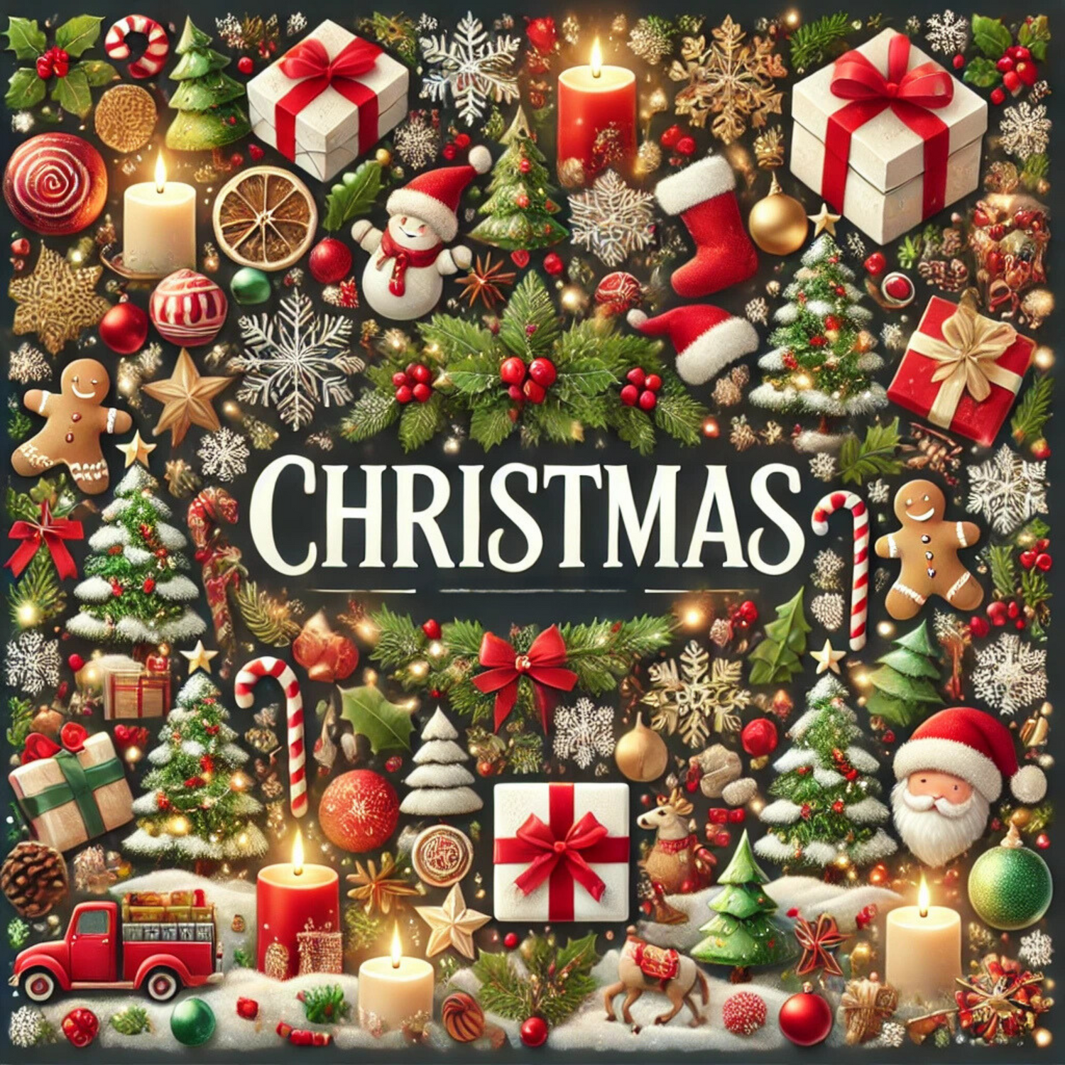 Christmas banner featuring Christmas trees, gifts, snowflakes, ornaments, and twinkling lights for festive and stylish apparel in the USA.
